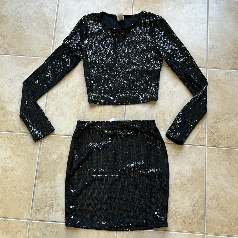 Windsor Black Sparkly Two Piece Dress Set